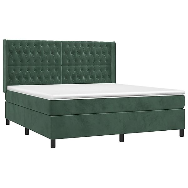 vidaXL Boxspringbett mit Matratze & LED Dunkelgrün 160x200 cm Samt 3139754 günstig online kaufen
