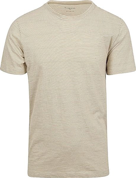 KnowledgeCotton Apparel T-shirt Streifen Beige - Größe M günstig online kaufen