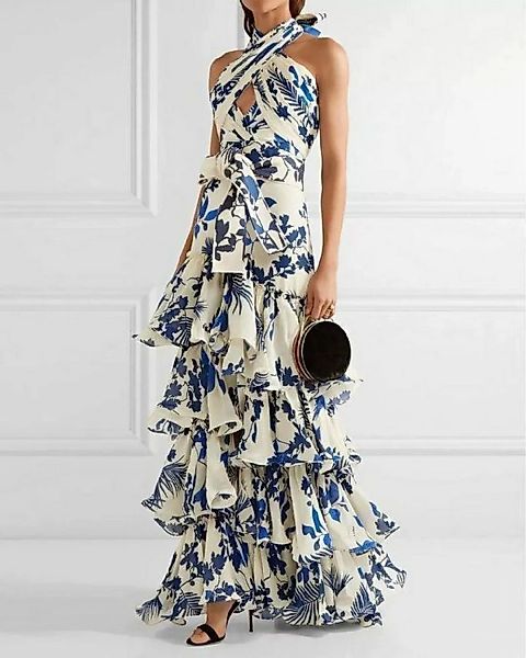 RUZU UG Abendkleid Damen Böhmen Bedrucktes Kleid Swingkleid Bankettkleid Ne günstig online kaufen