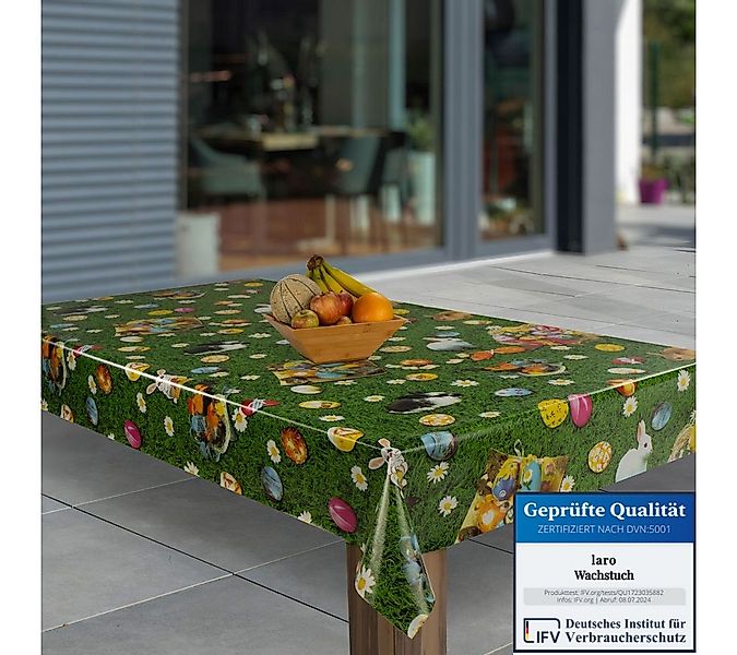 laro Tischdecke Wachstuch-Tischdecken Abwaschbar Wiese Hase Eier Ostern rec günstig online kaufen