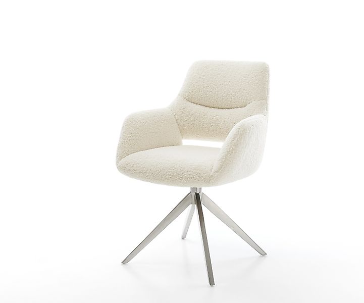 Drehstuhl Yago-Flex mit Armlehnen Teddystoff Beige Kreuzgestell breit Edels günstig online kaufen