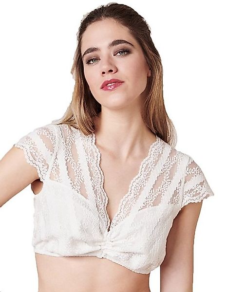 Krüger Madl Dirndlbluse Spitzen Bluse 'Resi' Flügelarm 312365, Ecru günstig online kaufen