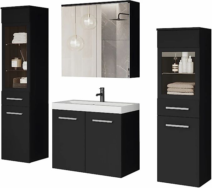 welltime Badmöbel-Set "MADRIT II, Schrank mit Waschbecken, 2 Hänger, Spiege günstig online kaufen