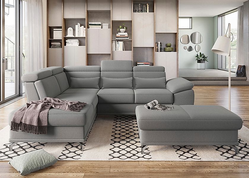 sit&more Ecksofa "Cabrio L-Form, B: 274 cm, mit Sitztiefen-, Arm- & Kopftei günstig online kaufen
