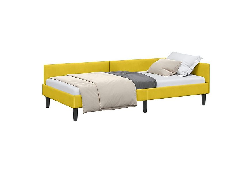 vidaXL Bett Eckbettgestell Gelb 90 cm x 190 cm SamtundSperrholz (1-tlg) günstig online kaufen
