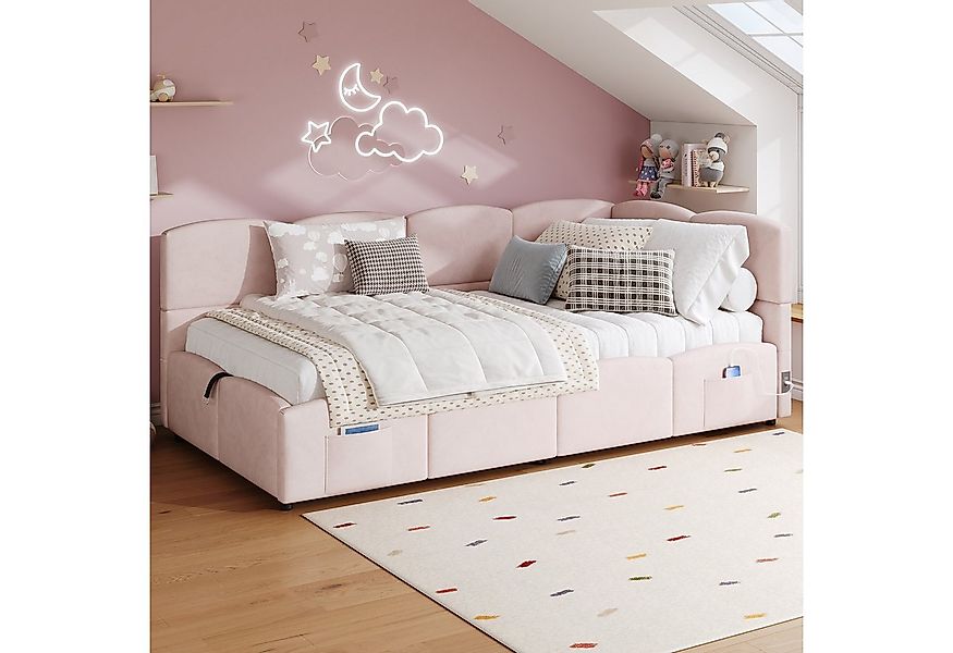 Odikalo Kinderbett Schlafsofa Polsterbett Jugendbett mit Bettkasten (Polste günstig online kaufen