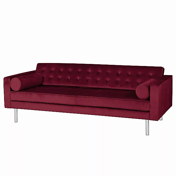 home24 Fredriks Sofa Chelsea III 3-Sitzer Bordeaux Microfaser 216x71x85 cm günstig online kaufen