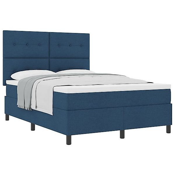 vidaXL Bett Boxspringbett mit Matratze Blau 140x190 cm Stoff (1-tlg) günstig online kaufen