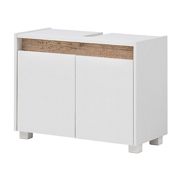 Lomadox Waschbeckenschrank Corato Weiß mit Blende in Wildeiche Nb. ca 80/54 günstig online kaufen