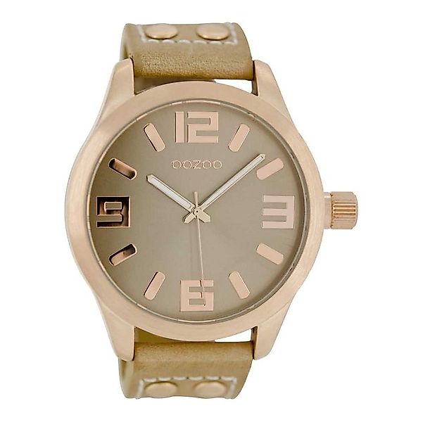OOZOO Quarzuhr Basic XXL Armbanduhr C1151 Rose Lederband Sandfarben 47 mm günstig online kaufen