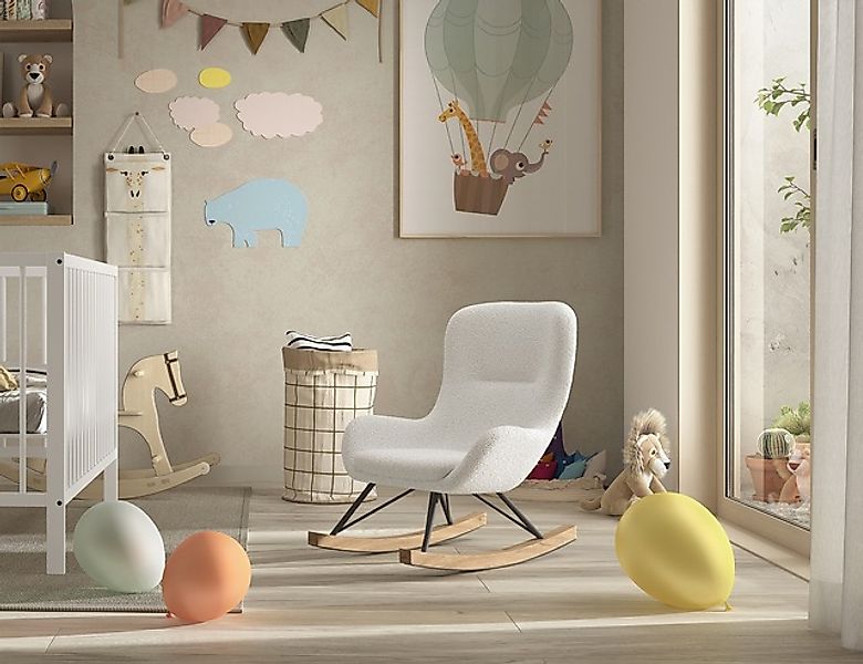 Vipack Schaukelstuhl »Rocky, in flauschigem Bouclé Stoff, Kufen aus massive günstig online kaufen