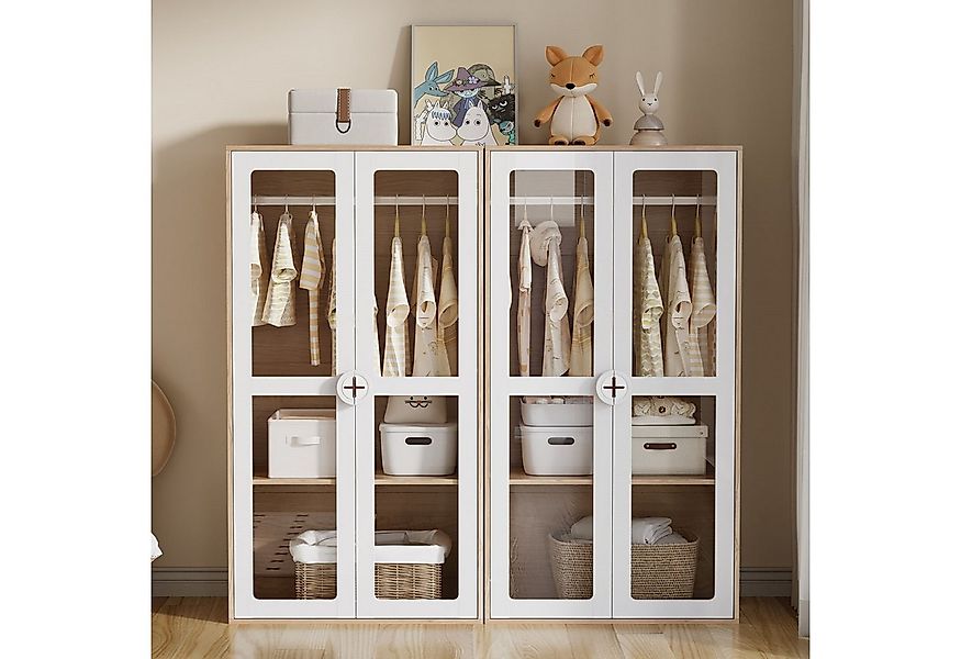 REDOM Kleiderschrank Regal mit Glas-Türe (Flurschrank, 2-St., 80×50×150 cm, günstig online kaufen