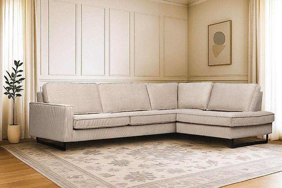 Home affaire Ecksofa »Pinto, 290 cm, Cord, Chenille, Lederoptik, Ottomane l günstig online kaufen