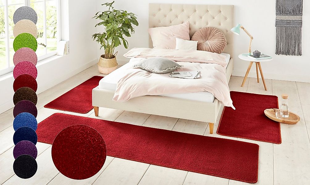HANSE Home Bettumrandung Shashi, Höhe 8 mm, (3-tlg), Kurzflor, Unifarben, T günstig online kaufen