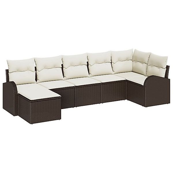 vidaXL Loungesofa Garten Sofa Set 7-teilig Braun Rattan Garten Sofa Rechtec günstig online kaufen