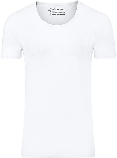 Garage Stretch Basic T-Shirt Weiss Tiefer Rundhals - Größe L günstig online kaufen