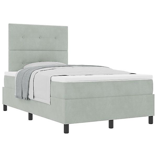 vidaXL Bett Boxspringbett mit Matratze Hellgrau 120x200 cm Samt (1-tlg) günstig online kaufen