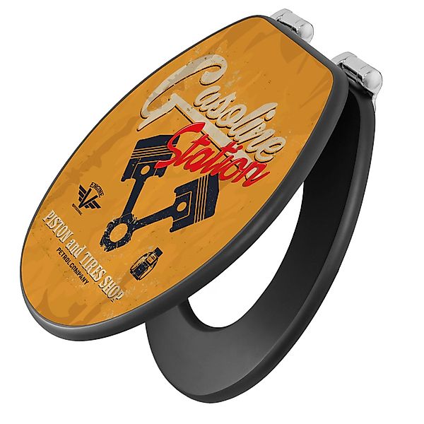 banjado WC-Sitz Anthrazit Motiv Gasoline Station günstig online kaufen