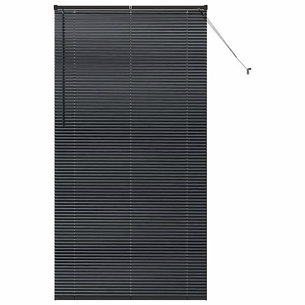 vidaXL Balkenjalousien mit Vorhängen Schwarz 220 x 115 cm Aluminium 4200617 günstig online kaufen