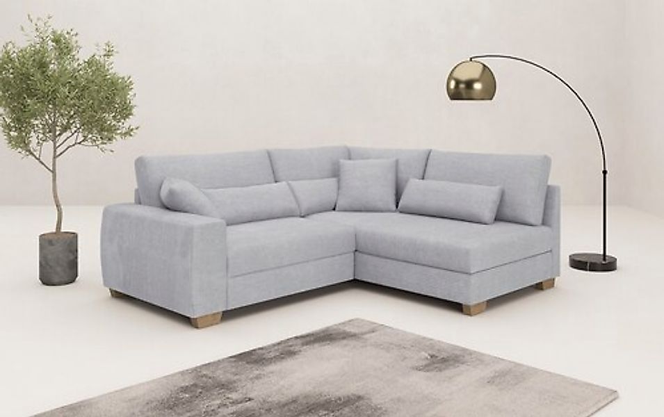 Mr. Couch Ecksofa »Hilla L-Form« Mit Federkern, wahlweise mit Bettfunktion günstig online kaufen
