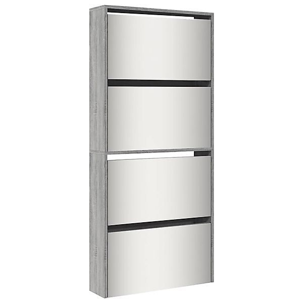 vidaXL Schuhschrank mit Spiegel 4 Fächer Grau Sonoma 63x17x134 cm 3228278 günstig online kaufen