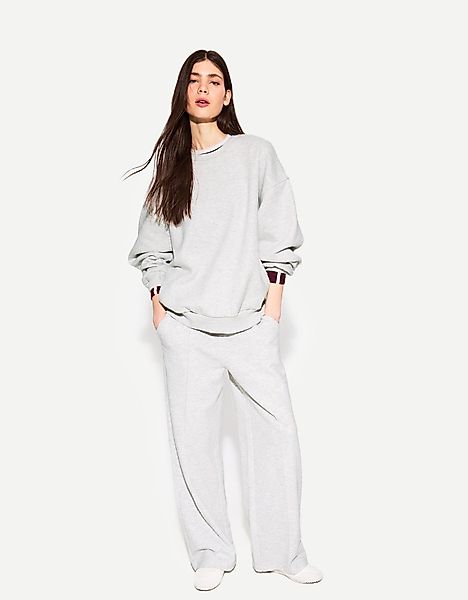 Bershka Oversize-Sweatshirt Mit Seitentaschen Damen L Grau günstig online kaufen