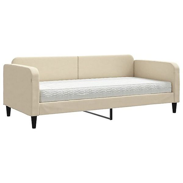 vidaXL Bett, Tagesbett mit Matratze Creme 90x200 cm Stoff günstig online kaufen