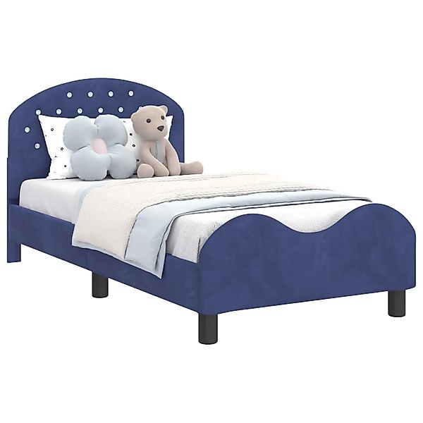 vidaXL Kinderbettgestell mit Kopfteil Polizeiblau 80 x 160 cm Samt 42011112 günstig online kaufen
