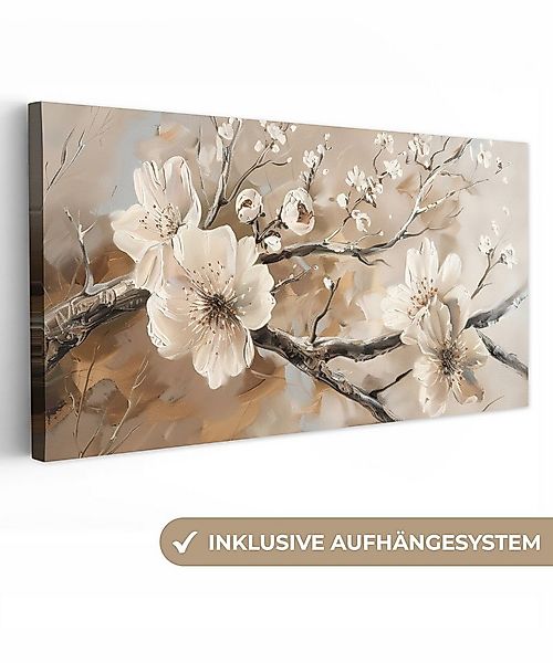 OneMillionCanvasses® Leinwandbild Panorama Blumen - Natur - Weiß - Blüte - günstig online kaufen