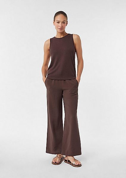 comma Chinos Hose Strukturierte Wide-Leg-Hose aus Viskosemix mit Elastikbun günstig online kaufen