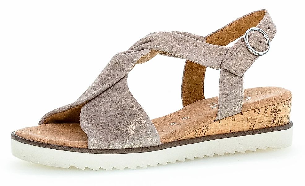 Gabor GENUA Keilsandalette, Sommerschuh, Sandale, Keilabsatz, mit Metallic- günstig online kaufen
