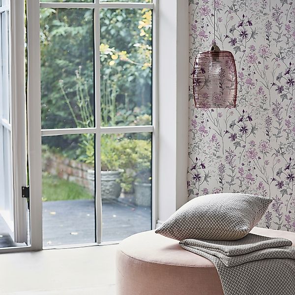 Laura Ashley Vliestapete Wild Meadow Pale Iris 10,05 x 0,52 m günstig online kaufen