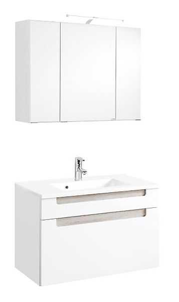 Waschtisch-Set 80 2-tlg Siena inkl LED Beleuchtung von Held Möbel Weiss Hgl günstig online kaufen