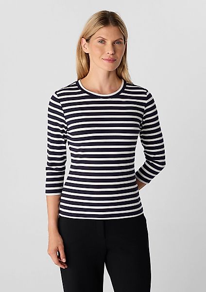 comma 3/4-Arm-Shirt T-Shirt Geripptes Slim-Fit-Shirt mit günstig online kaufen