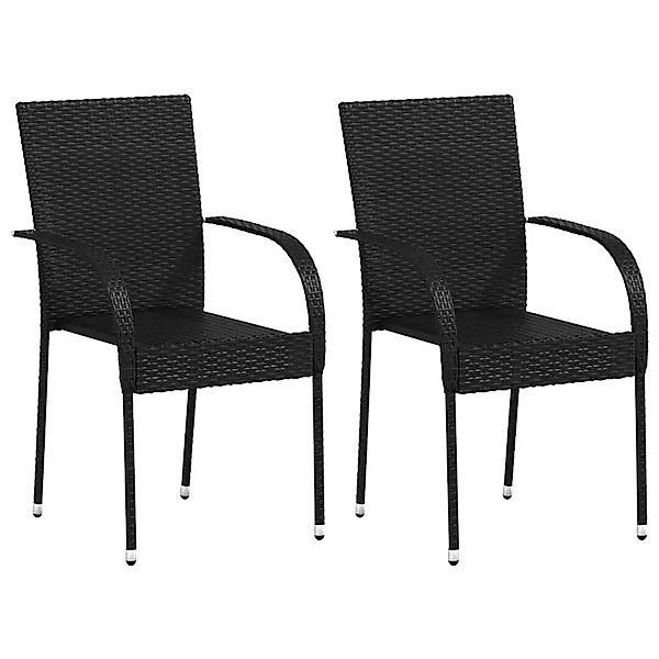 vidaXL Stapelbare Gartenstühle 2 Stk Poly Rattan Schwarz 44238 günstig online kaufen