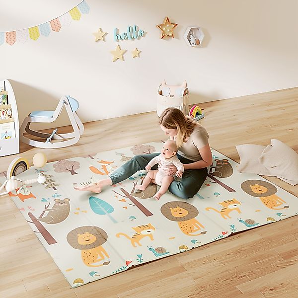 AIYAPLAY Spielmatte Baby 196 x 176 x 1,5 cm faltbar Doppelseitige Krabbelma günstig online kaufen