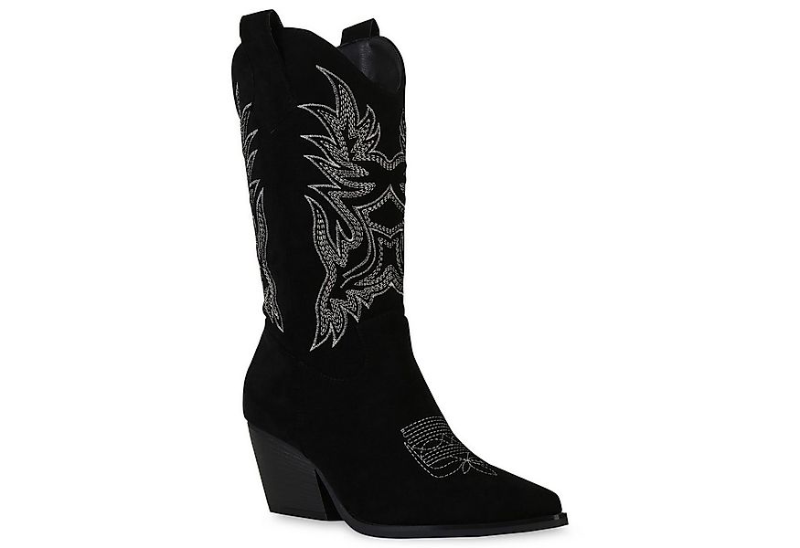 VAN HILL 840142 Cowboystiefel Damen Cowboystiefel Stiefel Stickereien Holzo günstig online kaufen