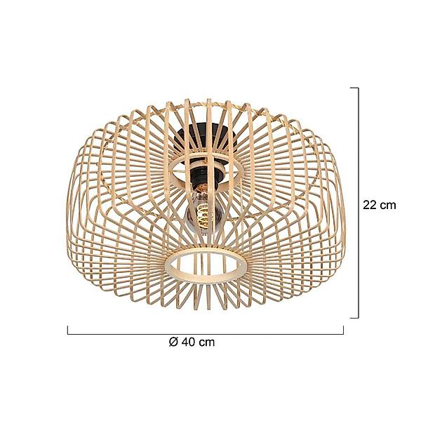 Deckenleuchte Bloeba, Ø 40 cm, Holz, natur, E27 günstig online kaufen