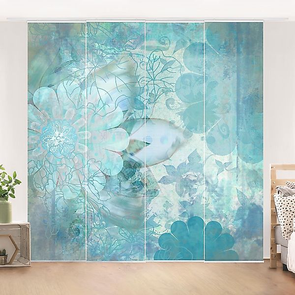 Bilderdepot24 Schiebegardine modern Flächenvorhang blickdicht Winterblumen, günstig online kaufen