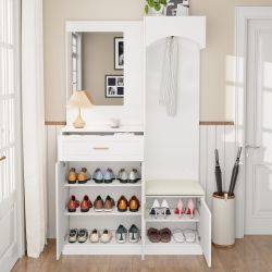 Merax Garderoben-Set mit Spiegel, Eingangsschrank mit günstig online kaufen