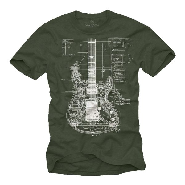 MAKAYA Print-Shirt mit Gitarrenmotiv Herren Musik günstig online kaufen