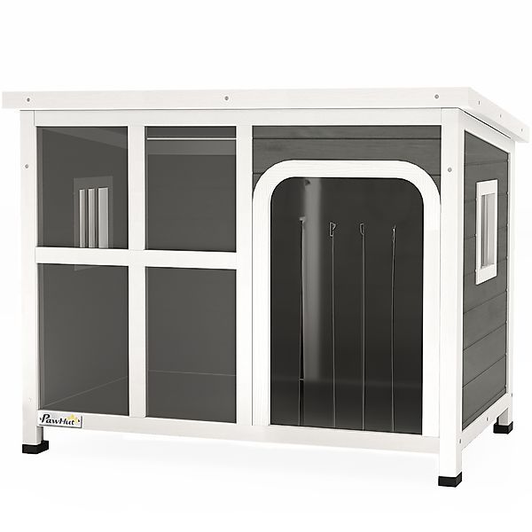 PawHut Hundehütte für kleine und mittelgroße Hunde mit Seitenfenstern und E günstig online kaufen