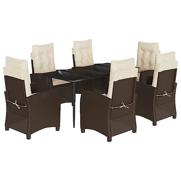 vidaXL 7-Tlg Garten-Essgruppe mit Kissen Braun Poly Rattan 3212767 günstig online kaufen
