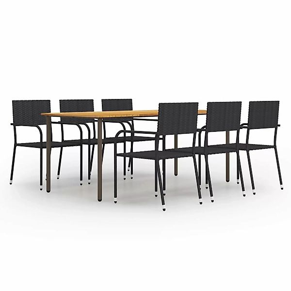 vidaXL 7-tlg Garten-Essgruppe Poly Rattan Schwarz Modell 32 günstig online kaufen