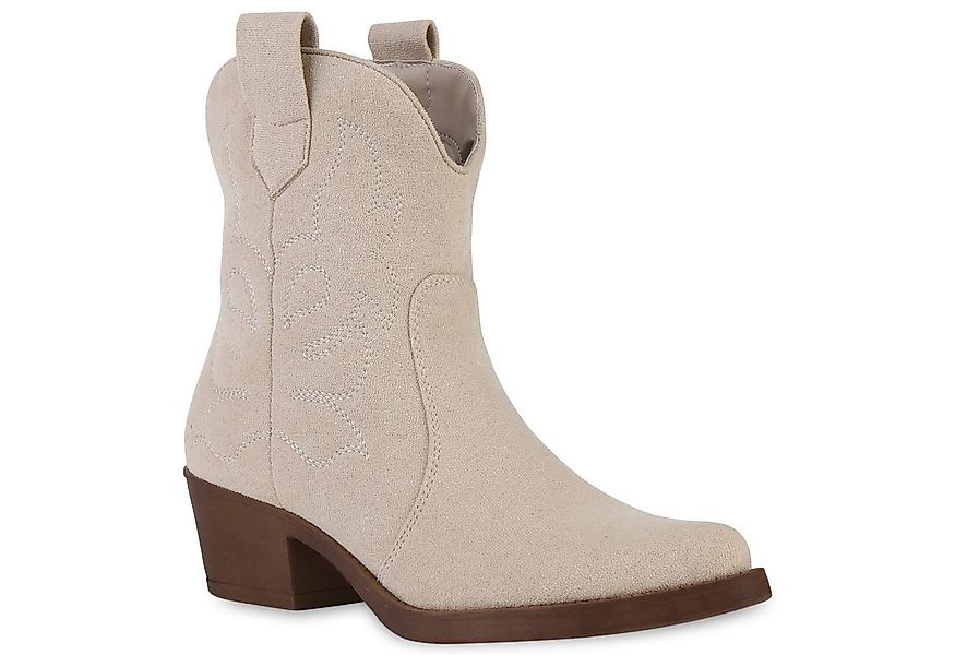 VAN HILL 835978 Cowboy Boots Damen Stiefeletten Spitze Cowboy Boots Sticker günstig online kaufen