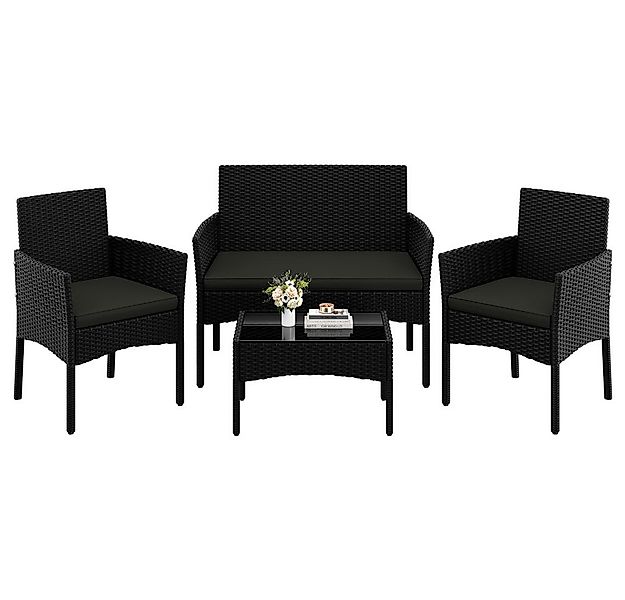 Yaheetech Balkonset Gartenmöbel-Set 4-er Set Rattanmöbel für 4 Personen, Ga günstig online kaufen