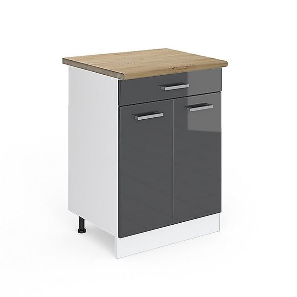 Vicco Küchenunterschrank R-Line Anthrazit Hochglanz/Weiß 60 cm mit Schublad günstig online kaufen