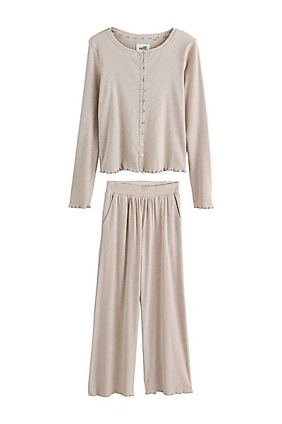 self Pyjama Self. Gerippter Schlafanzug mit Knopfleiste (2 tlg) günstig online kaufen