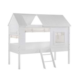 Halbhochbett in Haus Optik Weiß günstig online kaufen