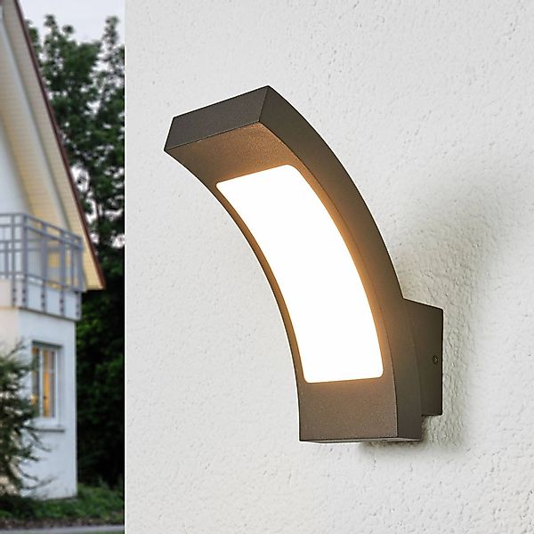 Lucande LED-Außenwandlampe Juvia, 19 cm, anthrazit, IP54 günstig online kaufen